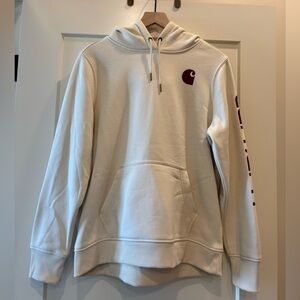 Carhartt Men's Off-White Hoodie with Maroon Logo